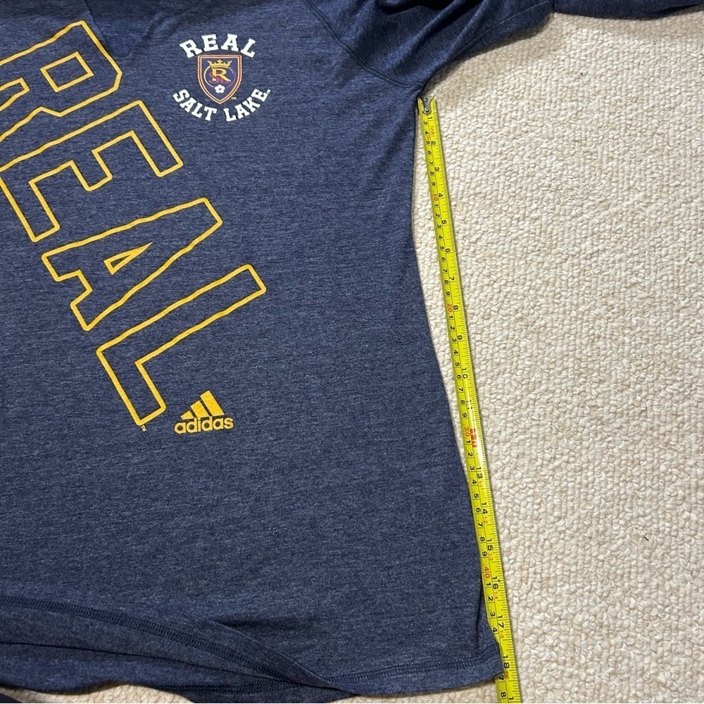 Adidas Real Salt Lake Navy Hooded T-shirt V-Neck MLS Soccer Women’s XL - Picture 9 of 9